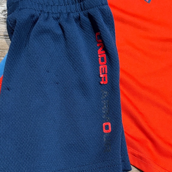 Under Armour Kids Set - orange and Navy shorts and shirt-summer sports 18 months - Picture 2 of 3